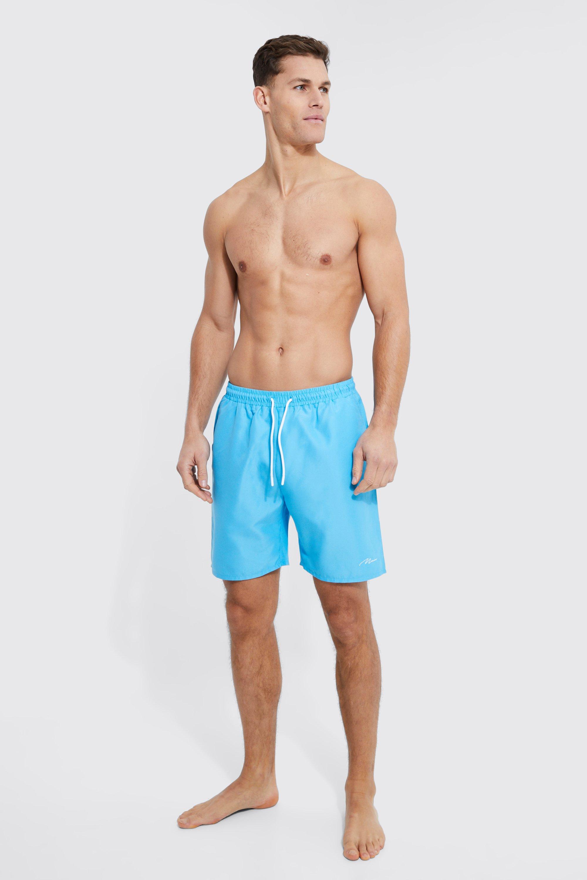 Tall Man Signature Mid Length Swim Shorts boohoo IE